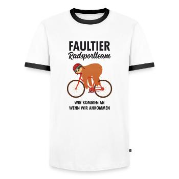 Faultier Radsportteam Fahrrad Radsport Rennrad - Men's Ringer Shirt - white/black - Front - AI Model Female 172 light (172cm) & AI Model Male 178 dark (178cm)