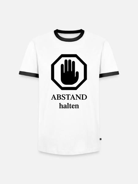 Abstand halten (D00077) - Männer Kontrast-T-Shirt - Weiß/Schwarz