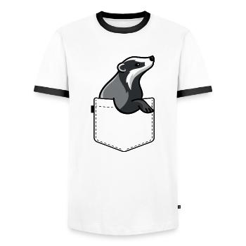 Dachs Brustasche Badger Dachsbau Honigdachs - Männer Kontrast-T-Shirt - Weiß/Schwarz - Vorne - AI Model Female 172 light (172cm) & AI Model Male 178 dark (178cm)