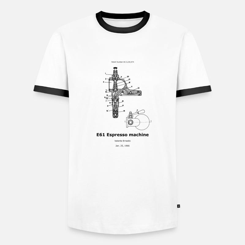 E61 Espresso machine - Men's Ringer Shirt - white/black