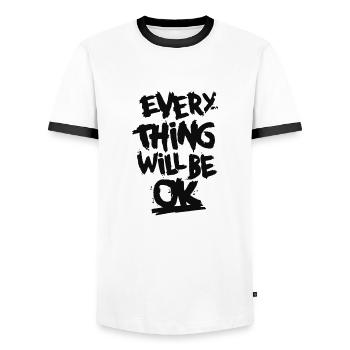 Tout ok citations - T-shirt contrasté Homme - blanc/noir - Devant - AI Model Female 172 light (172cm) & AI Model Male 178 dark (178cm)