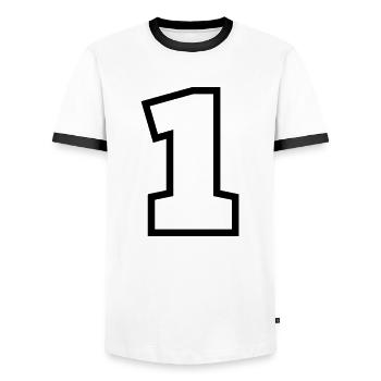 1 - Männer Kontrast-T-Shirt - Weiß/Schwarz - Vorne - AI Model Female 172 light (172cm) & AI Model Male 178 dark (178cm)