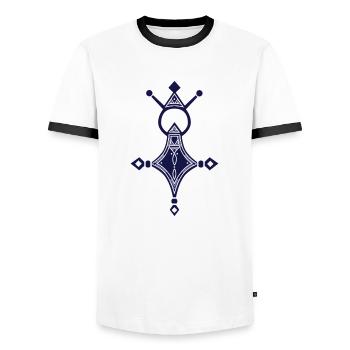 Southern Cross Tuareg Blue Man - Men's Ringer Shirt - white/black - Front - AI Model Female 172 light (172cm) & AI Model Male 178 dark (178cm)
