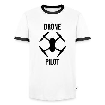 Drone Pilot Drohnen Shirt - Men's Ringer Shirt - white/black - Front - AI Model Female 172 light (172cm) & AI Model Male 178 dark (178cm)