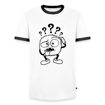 Doubtful question mark skeptical monster - Men's Ringer Shirt - white/black - Front - AI Model Female 172 light (172cm) & AI Model Male 178 dark (178cm)