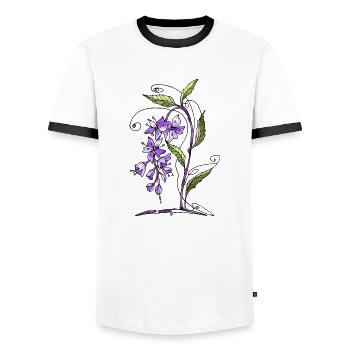 Fleur - T-shirt contrasté Homme - blanc/noir - Devant - AI Model Female 172 light (172cm) & AI Model Male 178 dark (178cm)