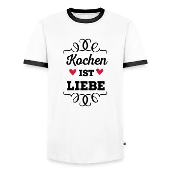 Kochen ist Liebe - Männer Kontrast-T-Shirt - Weiß/Schwarz - Vorne - AI Model Female 172 light (172cm) & AI Model Male 178 dark (178cm)