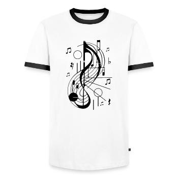 Abstrakter Notenschlüssel Musik - Männer Kontrast-T-Shirt - Weiß/Schwarz - Vorne - AI Model Female 172 light (172cm) & AI Model Male 178 dark (178cm)