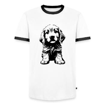 Labrador owner Labrador Retriever puppy - Men's Ringer Shirt - white/black - Front - AI Model Female 172 light (172cm) & AI Model Male 178 dark (178cm)