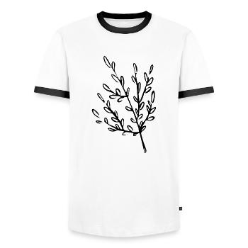 Flower Flower Plant - Men's Ringer Shirt - white/black - Front - AI Model Female 172 light (172cm) & AI Model Male 178 dark (178cm)