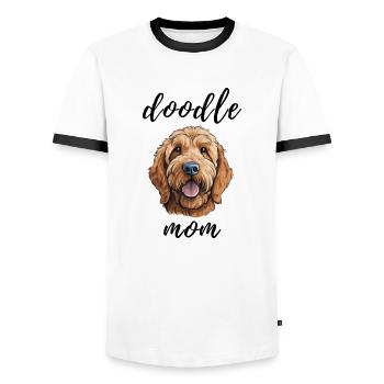 Goldendoodle Niedliches Gekritzel Mama Hundegesicht - Männer Kontrast-T-Shirt - Weiß/Schwarz - Vorne - AI Model Female 172 light (172cm) & AI Model Male 178 dark (178cm)