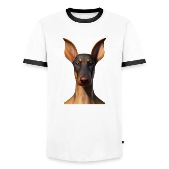 Doberman Trainer Doberman Dog Doberman Puppy - Men's Ringer Shirt - white/black - Front - AI Model Female 172 light (172cm) & AI Model Male 178 dark (178cm)