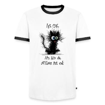 Katze Ich bin ok it`s fine - Männer Kontrast-T-Shirt - Weiß/Schwarz - Vorne - AI Model Female 172 light (172cm) & AI Model Male 178 dark (178cm)
