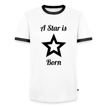 Rock Star - Men's Ringer Shirt - white/black - Front - AI Model Female 172 light (172cm) & AI Model Male 178 dark (178cm)