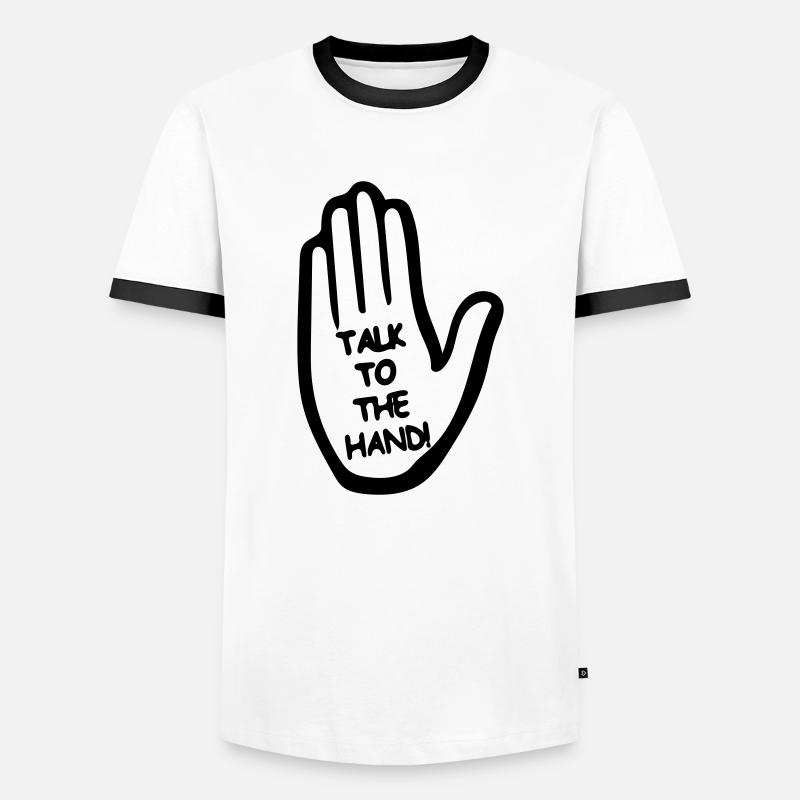 Sprich mit der Hand - Männer Kontrast-T-Shirt - Weiß/Schwarz