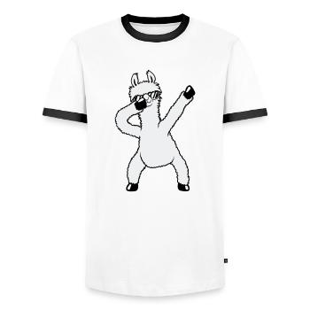 Drôle de Dabbing Dab Dance Llama Cool Lunettes de soleil - T-shirt contrasté Homme - blanc/noir - Devant - AI Model Female 172 light (172cm) & AI Model Male 178 dark (178cm)