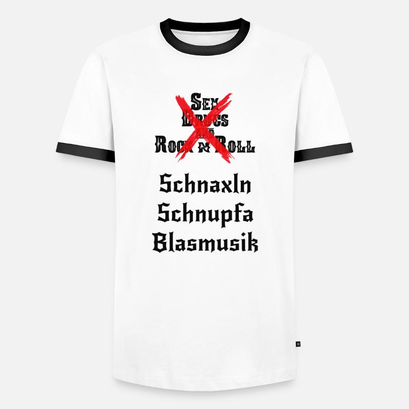 Schnaxln Schnupfa Blasmusik - Männer Kontrast-T-Shirt - Weiß/Schwarz