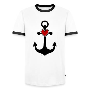 Anchor Heart Icon - Men's Ringer Shirt - white/black - Front - AI Model Female 172 light (172cm) & AI Model Male 178 dark (178cm)
