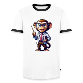 Cute Monkey Teacher - Men's Ringer Shirt - white/black - Front - AI Model Female 172 light (172cm) & AI Model Male 178 dark (178cm)