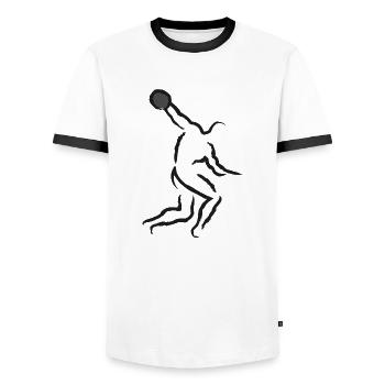 Lancement de disque - T-shirt contrasté Homme - blanc/noir - Devant - AI Model Female 172 light (172cm) & AI Model Male 178 dark (178cm)