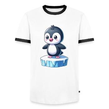 Pinguin - Männer Kontrast-T-Shirt - Weiß/Schwarz - Vorne - AI Model Female 172 light (172cm) & AI Model Male 178 dark (178cm)