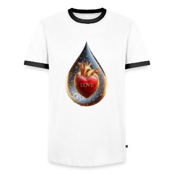 Love in a Drop - Men's Ringer Shirt - white/black - Front - AI Model Female 172 light (172cm) & AI Model Male 178 dark (178cm)