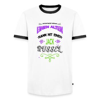 Grandfather's Wisdom Birthday Gift - Men's Ringer Shirt - white/black - Front - AI Model Female 172 light (172cm) & AI Model Male 178 dark (178cm)