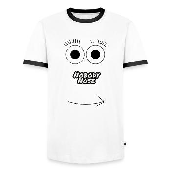 Laughing face - Men's Ringer Shirt - white/black - Front - AI Model Female 172 light (172cm) & AI Model Male 178 dark (178cm)