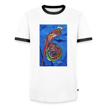 FUNtasie - Men's Ringer Shirt - white/black - Front - AI Model Female 172 light (172cm) & AI Model Male 178 dark (178cm)