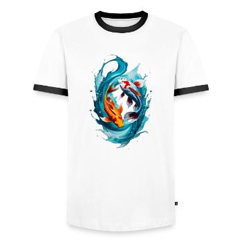 Pisces - Men's Ringer Shirt - white/black - Front - AI Model Female 172 light (172cm) & AI Model Male 178 dark (178cm)