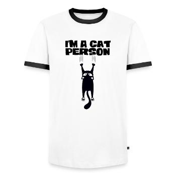 I'm a cat person - Men's Ringer Shirt - white/black - Front - AI Model Female 172 light (172cm) & AI Model Male 178 dark (178cm)