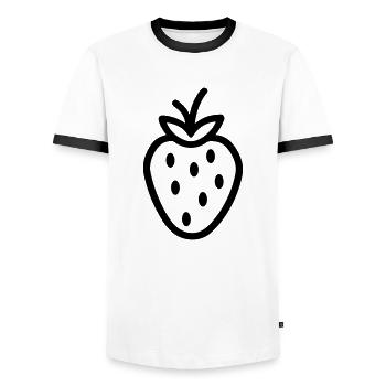 Erdbeere - Männer Kontrast-T-Shirt - Weiß/Schwarz - Vorne - AI Model Female 172 light (172cm) & AI Model Male 178 dark (178cm)