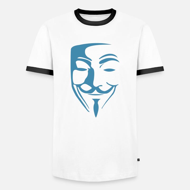 Anonymous Mask - Men's Ringer Shirt - white/black