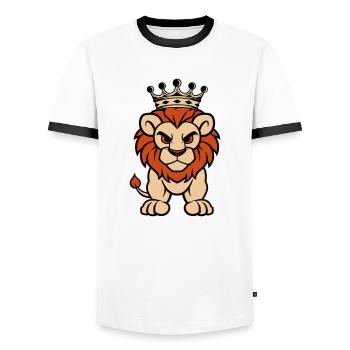 löwe comic krone - Männer Kontrast-T-Shirt - Weiß/Schwarz - Vorne - AI Model Female 172 light (172cm) & AI Model Male 178 dark (178cm)
