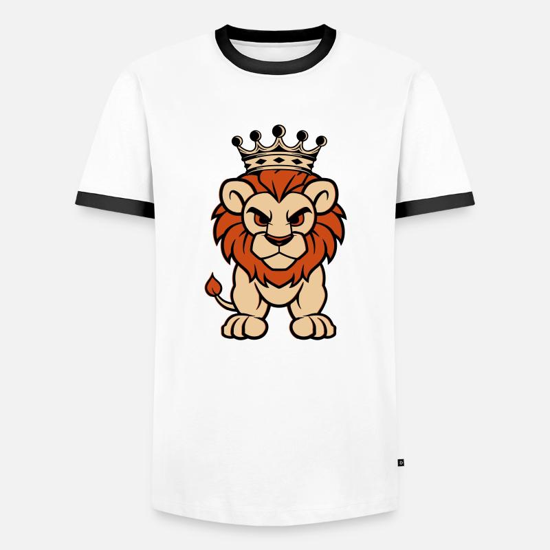 löwe comic krone - Männer Kontrast-T-Shirt - Weiß/Schwarz