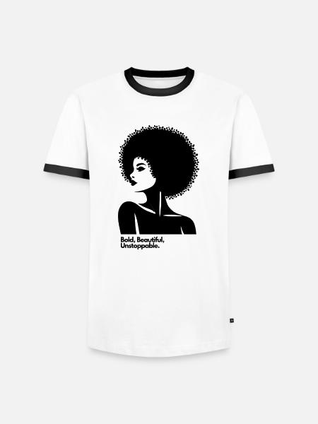Afro Queen Silhouette - Men's Ringer Shirt - white/black