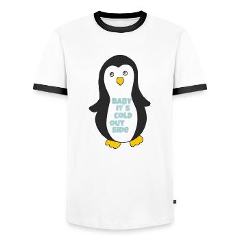 penguin baby its cold outside - Men's Ringer Shirt - white/black - Front - AI Model Female 172 light (172cm) & AI Model Male 178 dark (178cm)