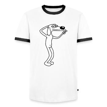 Hund Gechillter Kerl Peace Handzeichen Entspannt - Männer Kontrast-T-Shirt - Weiß/Schwarz - Vorne - AI Model Female 172 light (172cm) & AI Model Male 178 dark (178cm)