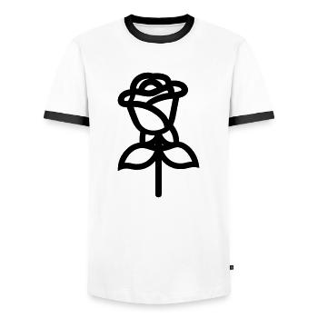Fleur rose - T-shirt contrasté Homme - blanc/noir - Devant - AI Model Female 172 light (172cm) & AI Model Male 178 dark (178cm)