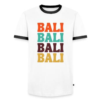 stunning Bali Indonesia - Men's Ringer Shirt - white/black - Front - AI Model Female 172 light (172cm) & AI Model Male 178 dark (178cm)