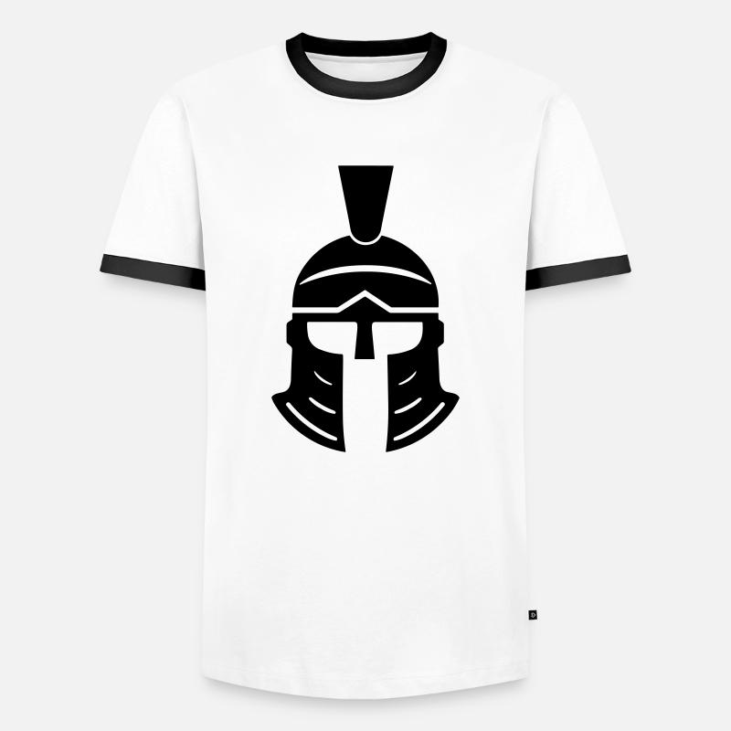 Spartanischer Helm - Männer Kontrast-T-Shirt - Weiß/Schwarz
