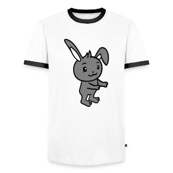 Bunny Hug Bunny Rodent Small Animal Cute - Men's Ringer Shirt - white/black - Front - AI Model Female 172 light (172cm) & AI Model Male 178 dark (178cm)