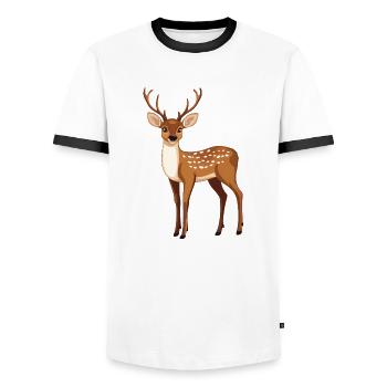 stolzer Hirsch - Männer Kontrast-T-Shirt - Weiß/Schwarz - Vorne - AI Model Female 172 light (172cm) & AI Model Male 178 dark (178cm)