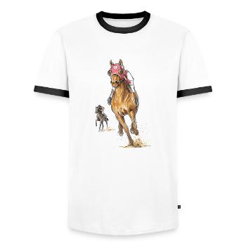 Seabiscuit - Männer Kontrast-T-Shirt - Weiß/Schwarz - Vorne - AI Model Female 172 light (172cm) & AI Model Male 178 dark (178cm)