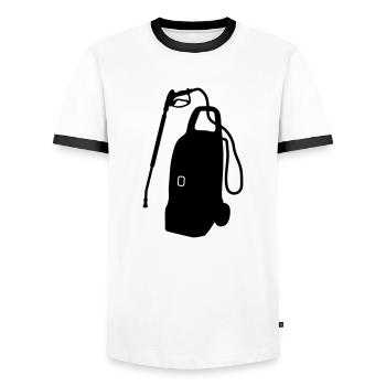 pressure_ washer_g1 - Men's Ringer Shirt - white/black - Front - AI Model Female 172 light (172cm) & AI Model Male 178 dark (178cm)