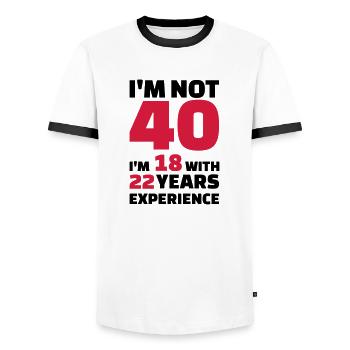40 Birthday - Men's Ringer Shirt - white/black - Front - AI Model Female 172 light (172cm) & AI Model Male 178 dark (178cm)