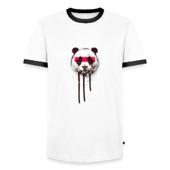 Ours | Graffiti | Murale | Street Art | abstrait - T-shirt contrasté Homme - blanc/noir - Devant - AI Model Female 172 light (172cm) & AI Model Male 178 dark (178cm)