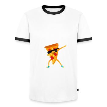 Facilement distrait par le dab de pizza - T-shirt contrasté Homme - blanc/noir - Devant - AI Model Female 172 light (172cm) & AI Model Male 178 dark (178cm)