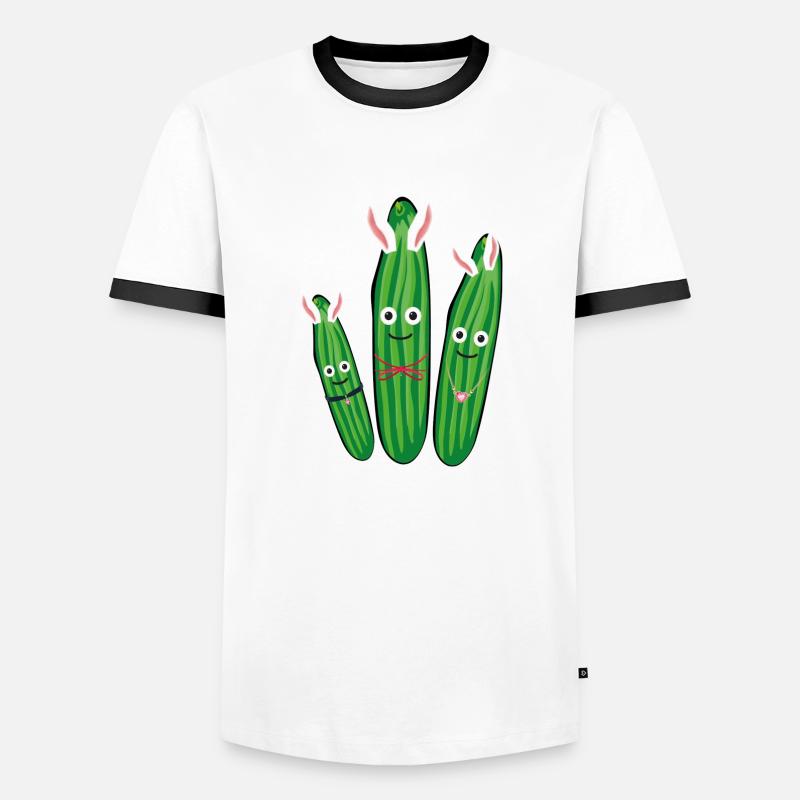 Trio de concombre,concombre,concombre,concombre,concombre,concombre,lapins, lapins - T-shirt contrasté Homme - blanc/noir