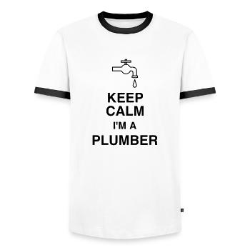 Plumber Plumbing Klempner Plombier Plomberie - Men's Ringer Shirt - white/black - Front - AI Model Female 172 light (172cm) & AI Model Male 178 dark (178cm)